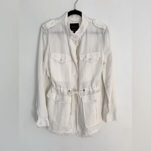 Sanctuary NWOT Linen Blend Safari Utility Jacket Chalk White M Adjustable Waist